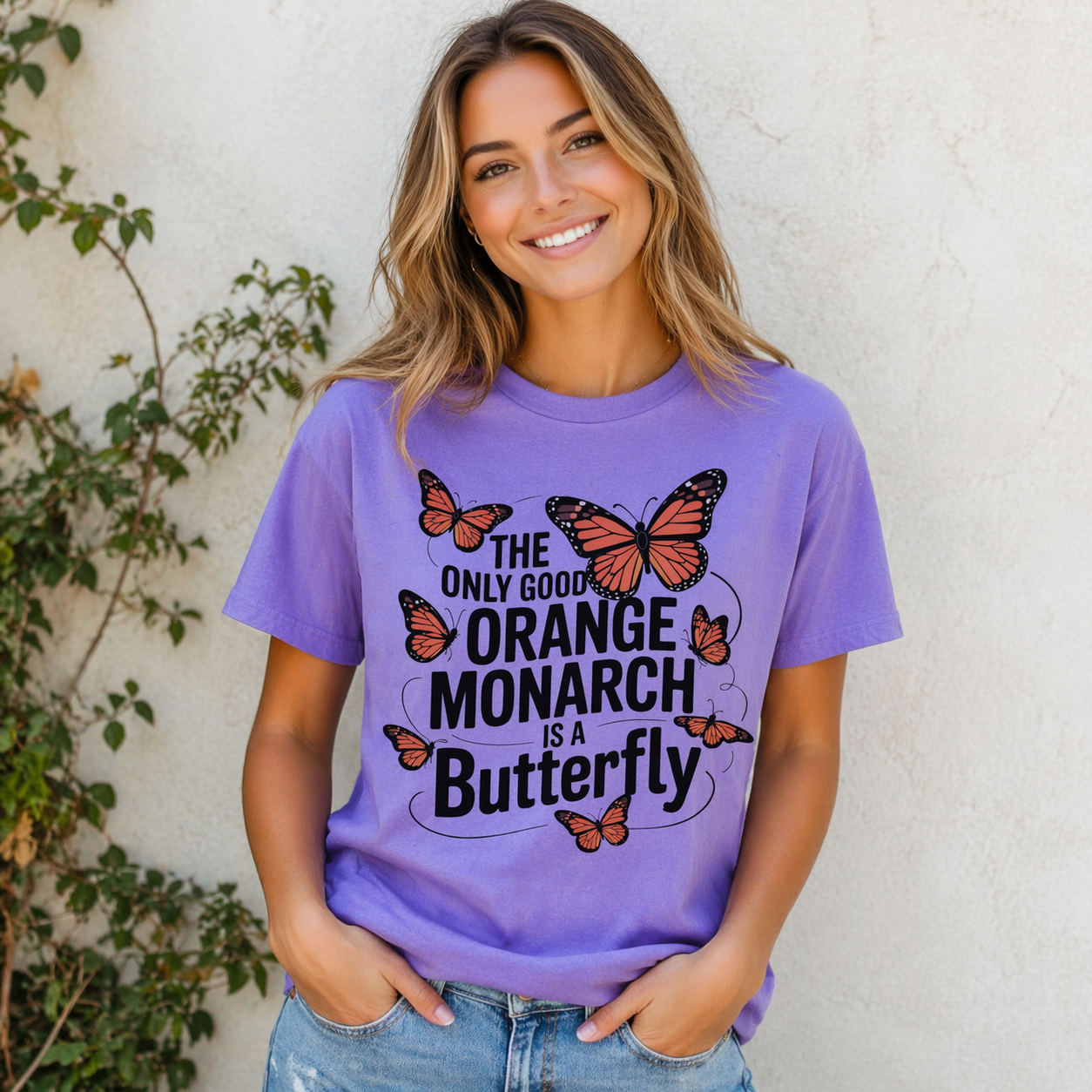 Butterfly Boxy Tee - Unisex Cotton Shirt With Whimsical Art & Soft Breathable Fabric