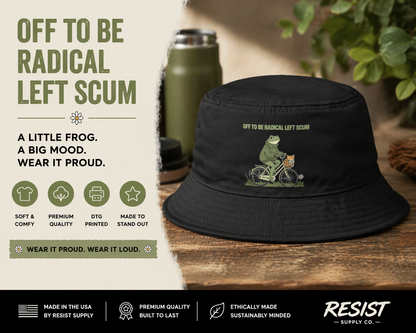 Frog Biking FDT Cotton Festival Bucket Hat – Lightweight Sun Hat With Reinforced Brim | Funny Political Graphic Outdoor Hat