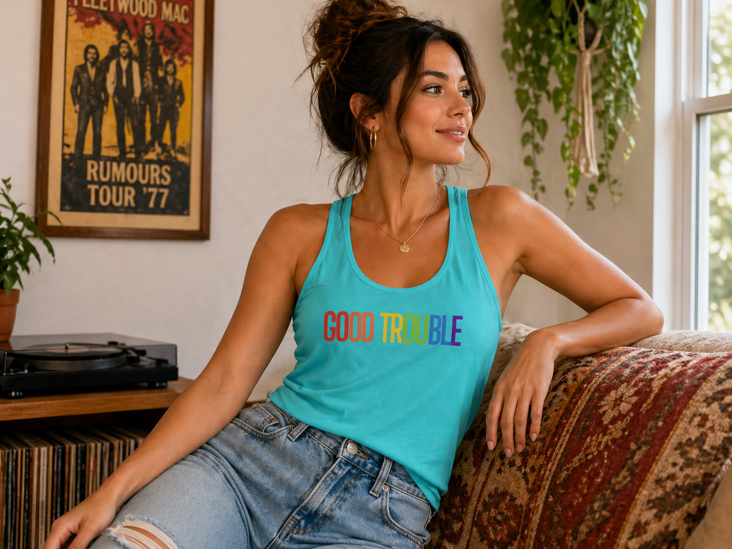 Good Trouble Tank – Lightweight Workout Tank With Soft Cotton Blend Fabric