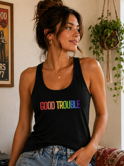 Good Trouble Tank – Lightweight Workout Tank With Soft Cotton Blend Fabric