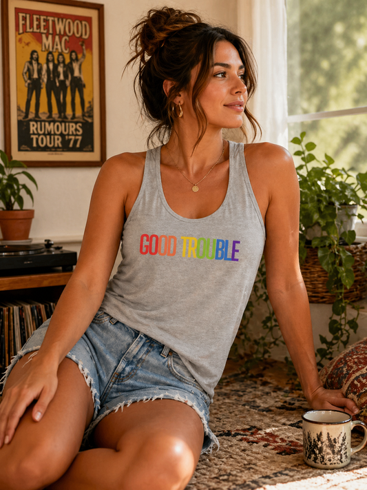 Good Trouble Tank – Lightweight Workout Tank With Soft Cotton Blend Fabric