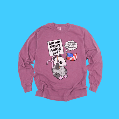 ARE WE GREAT YET? LONG SLEEVE TEE - Resist Supply