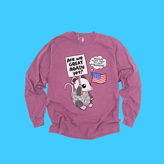 ARE WE GREAT YET? LONG SLEEVE TEE - Resist Supply