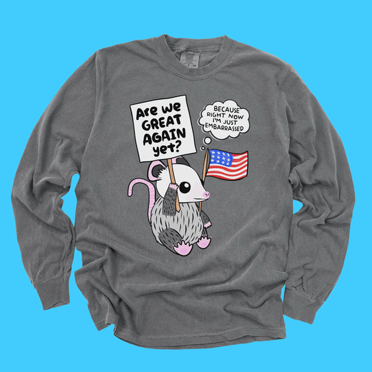 ARE WE GREAT YET? LONG SLEEVE TEE - Resist Supply