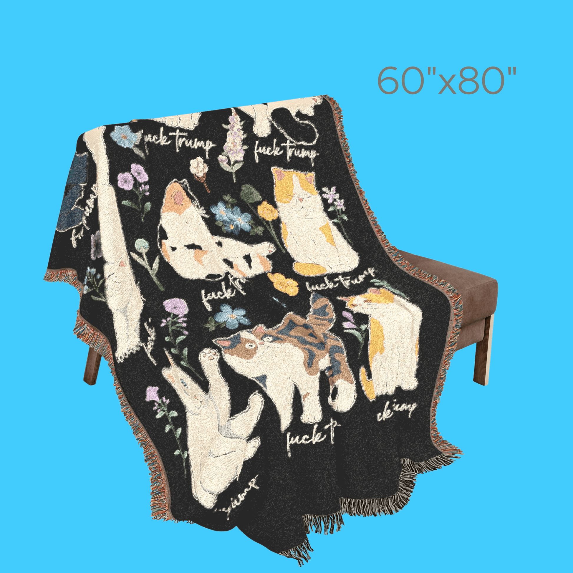 Cat Pattern Woven Blanket – Cute Cats w/Subtle F*ck Trump Throw - Resist Supply