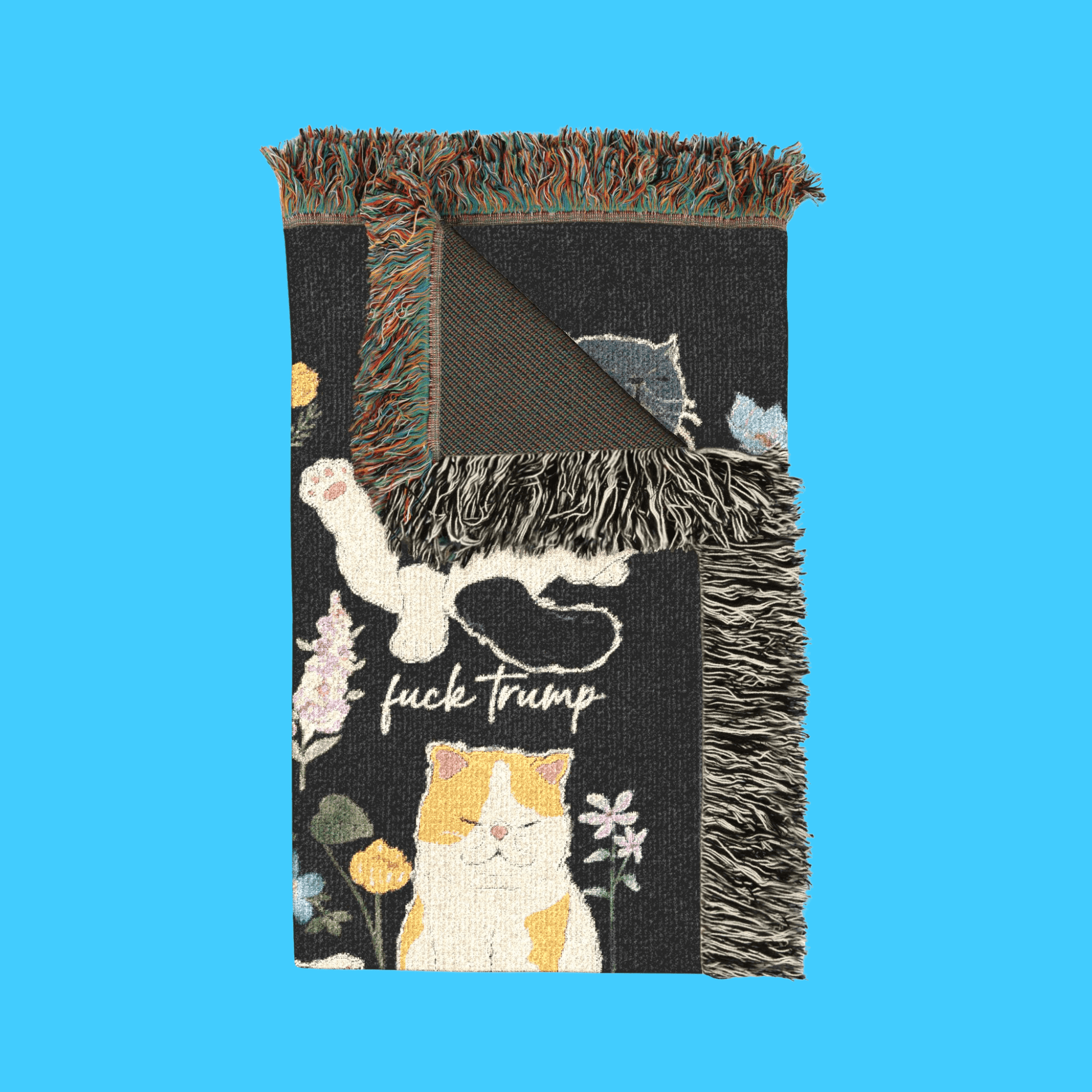 Cat Pattern Woven Blanket – Cute Cats w/Subtle F*ck Trump Throw - Resist Supply