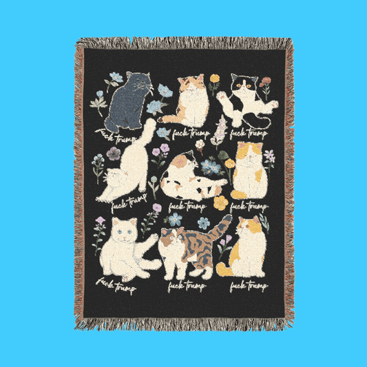 Cat Pattern Woven Blanket – Cute Cats w/Subtle F*ck Trump Throw - Resist Supply