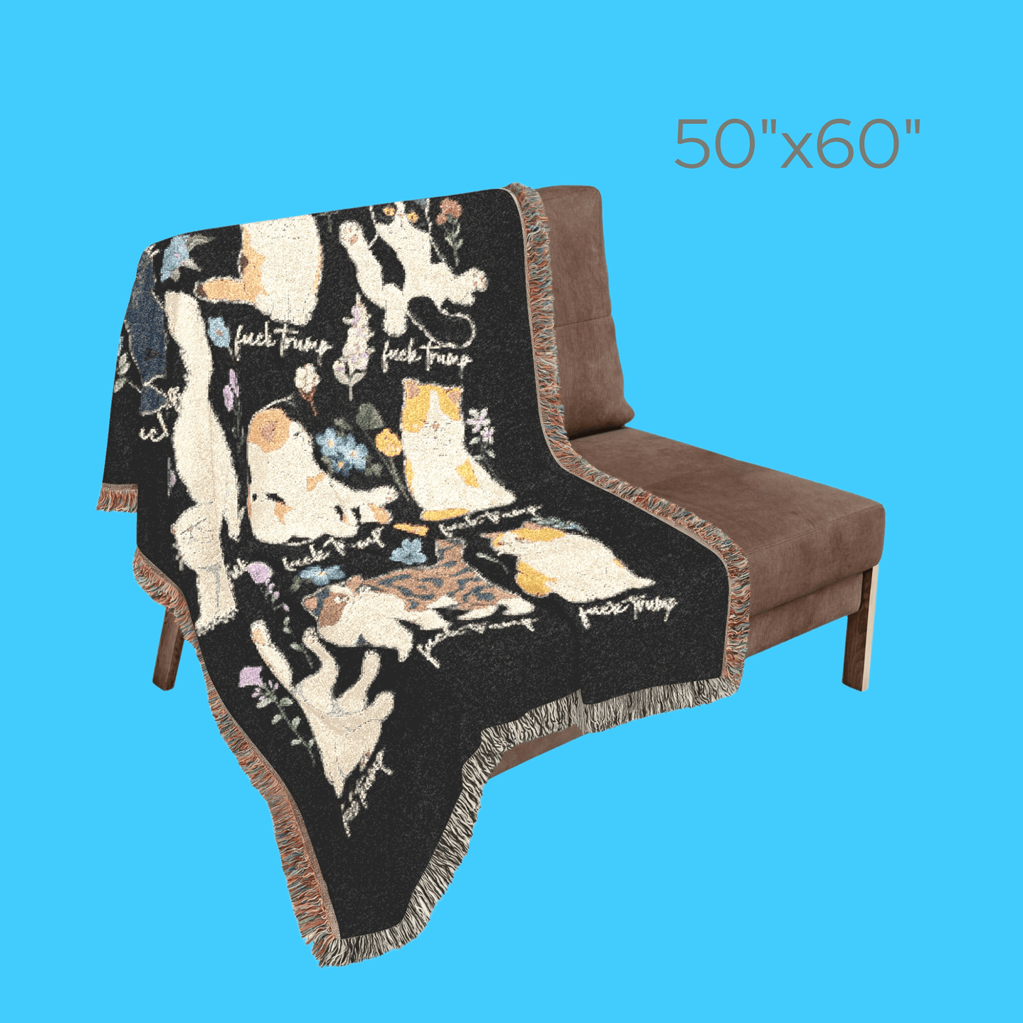 Cat Pattern Woven Blanket – Cute Cats w/Subtle F*ck Trump Throw - Resist Supply