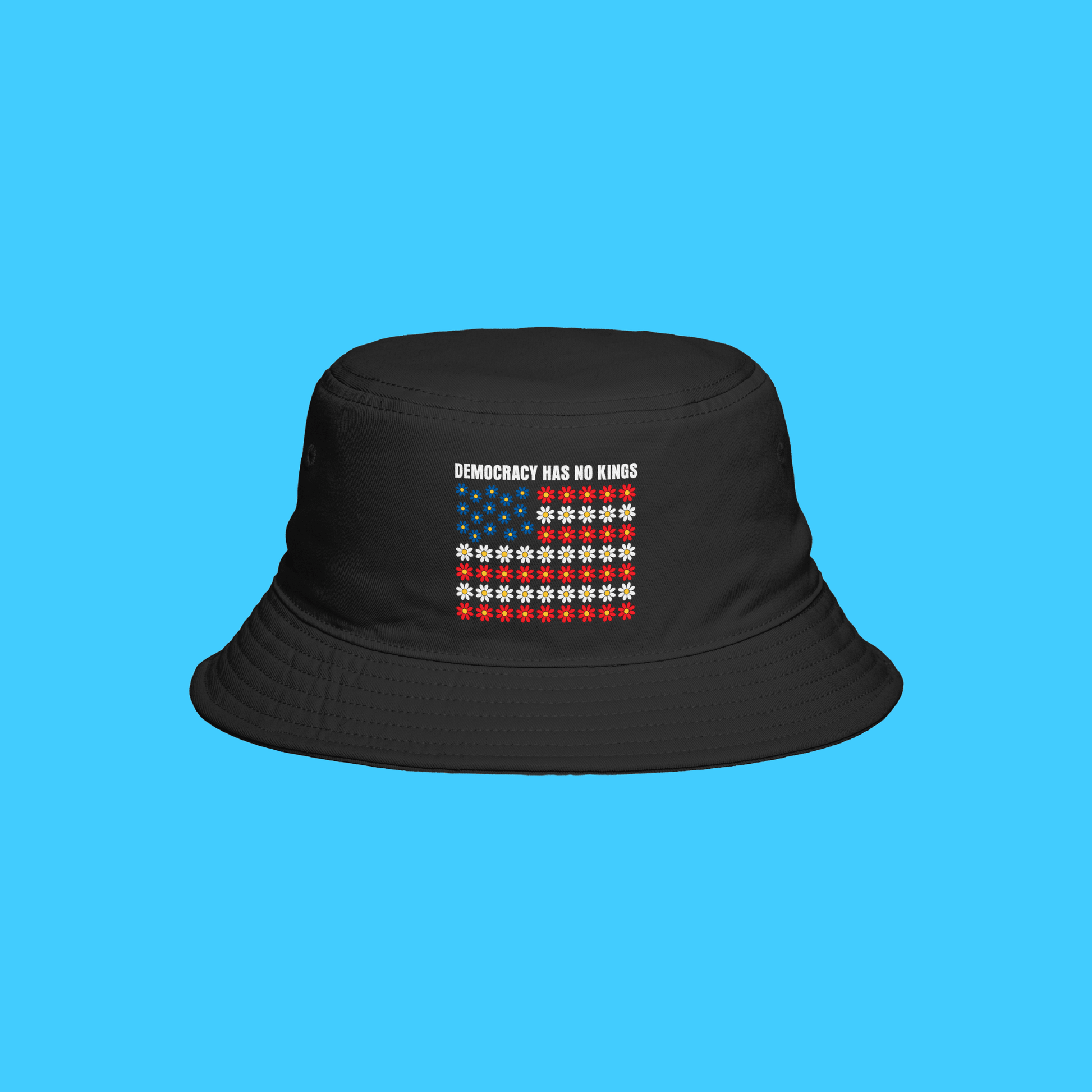 Democracy Has No King American Flag Daisy Bucket Hat - Resist Supply