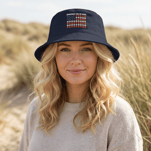 Democracy Has No King American Flag Daisy Bucket Hat - Resist Supply