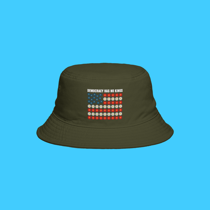 Democracy Has No King American Flag Daisy Bucket Hat - Resist Supply