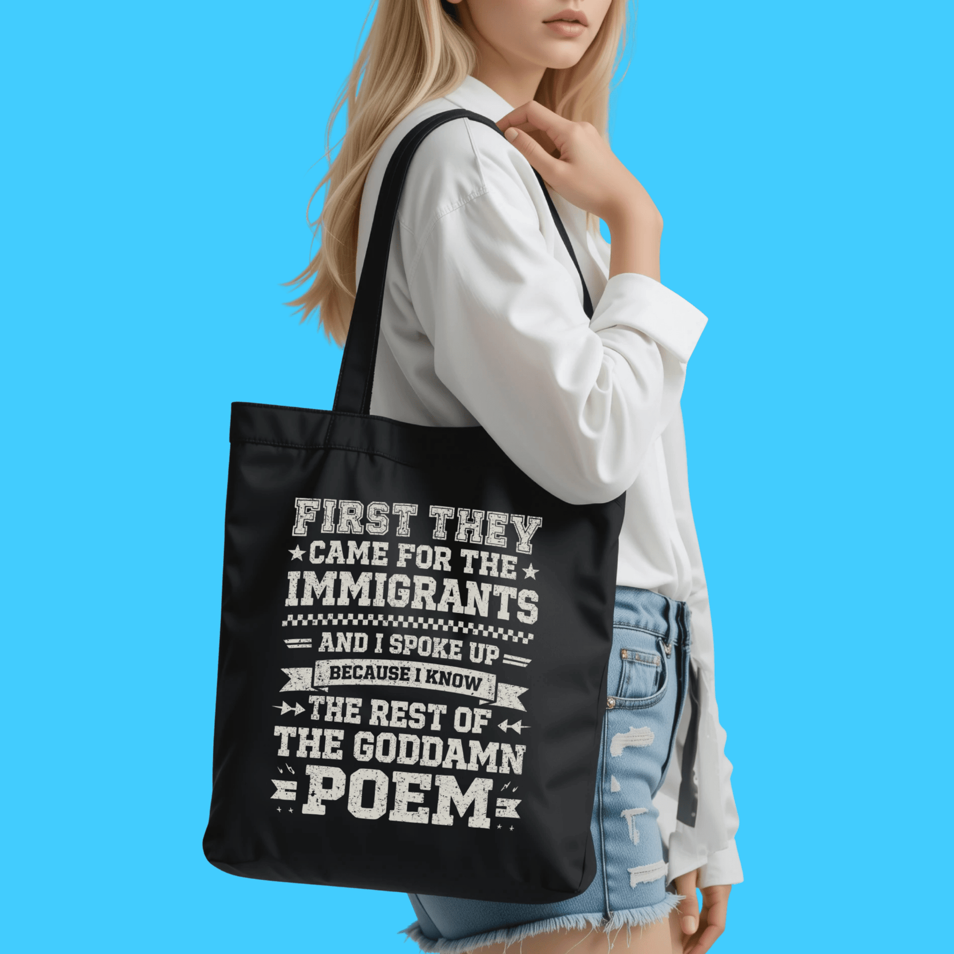 First They Came for the Immigrants Canvas Tote Bag - Resist Supply