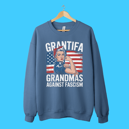 Grantifa: Grandmas Against Fascism Patriotic Rosie - Style Sweatshirt - Resist Supply