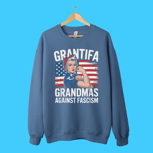 Grantifa: Grandmas Against Fascism Patriotic Rosie - Style Sweatshirt - Resist Supply