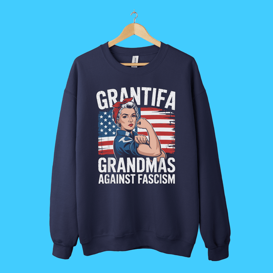 Grantifa: Grandmas Against Fascism Patriotic Rosie - Style Sweatshirt - Resist Supply