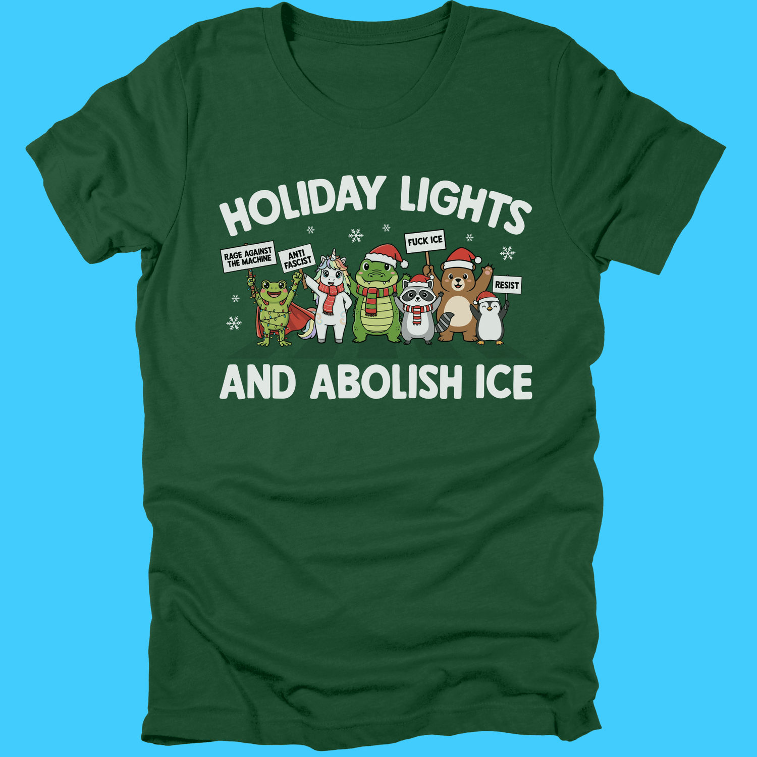Holiday Lights and Abolish Ice T-Shirt - Resist Supply