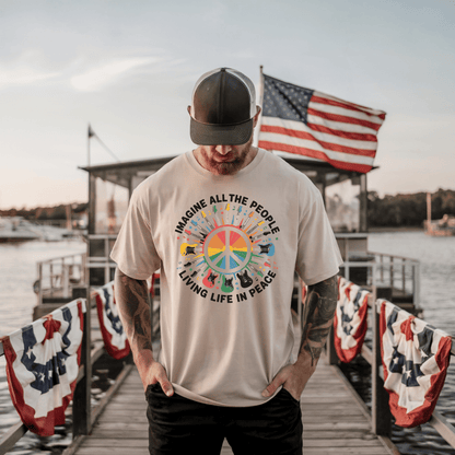 Imagine All the People Vintage Peace Sign T-Shirt - Resist Supply