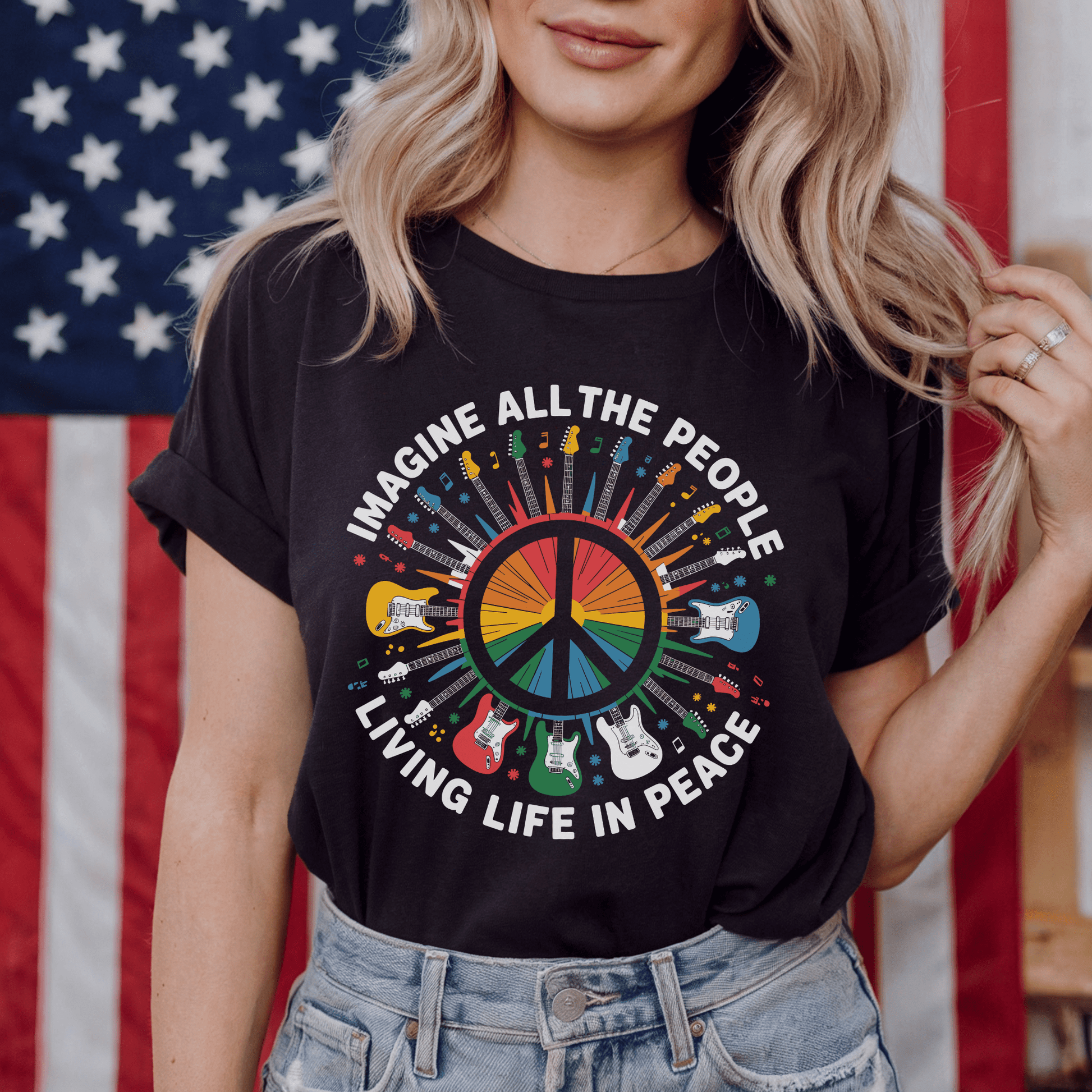 Imagine All the People Vintage Peace Sign T-Shirt - Resist Supply