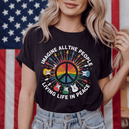 Imagine All the People Vintage Peace Sign T-Shirt - Resist Supply