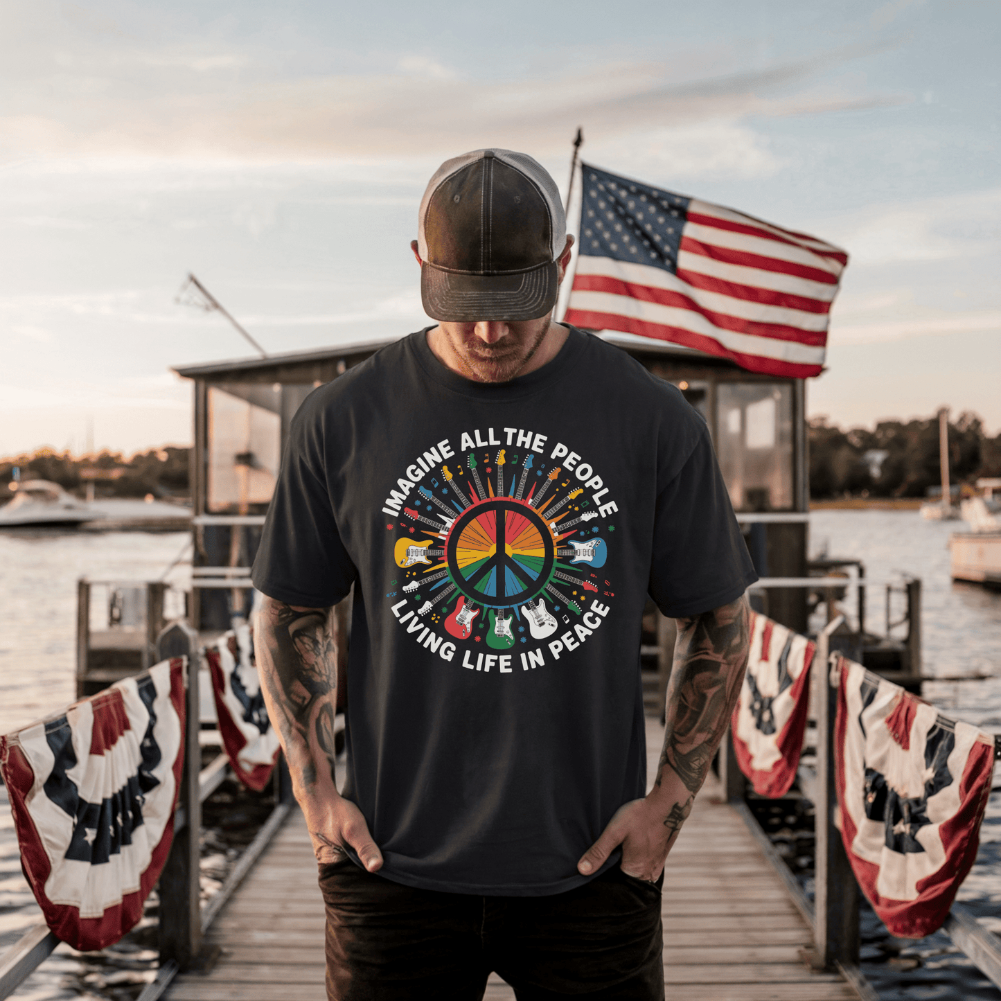 Imagine All the People Vintage Peace Sign T-Shirt - Resist Supply