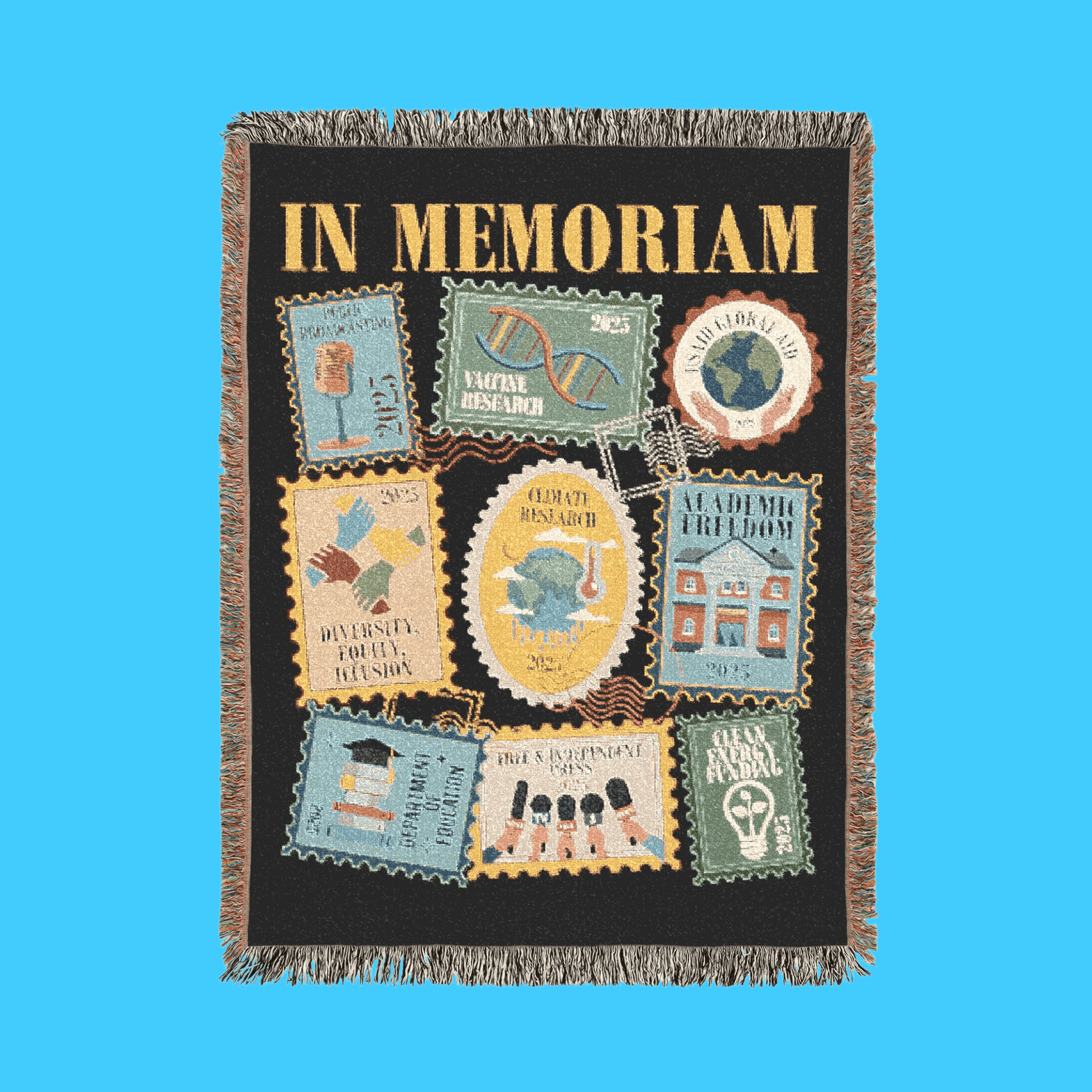 In Memoriam Woven Throw with Vintage Patchwork Design - Resist Supply