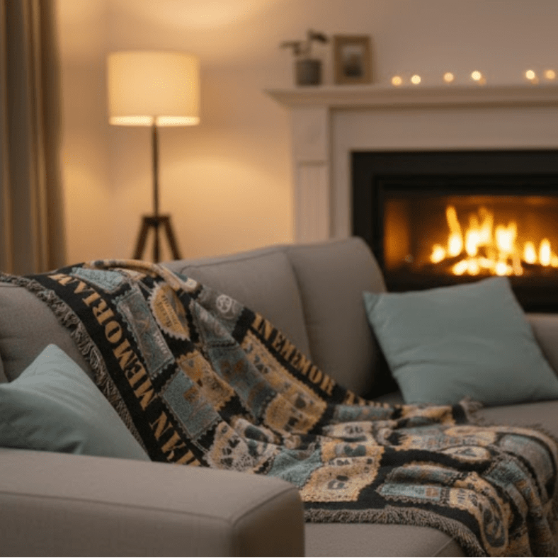 In Memoriam Woven Throw with Vintage Patchwork Design - Resist Supply