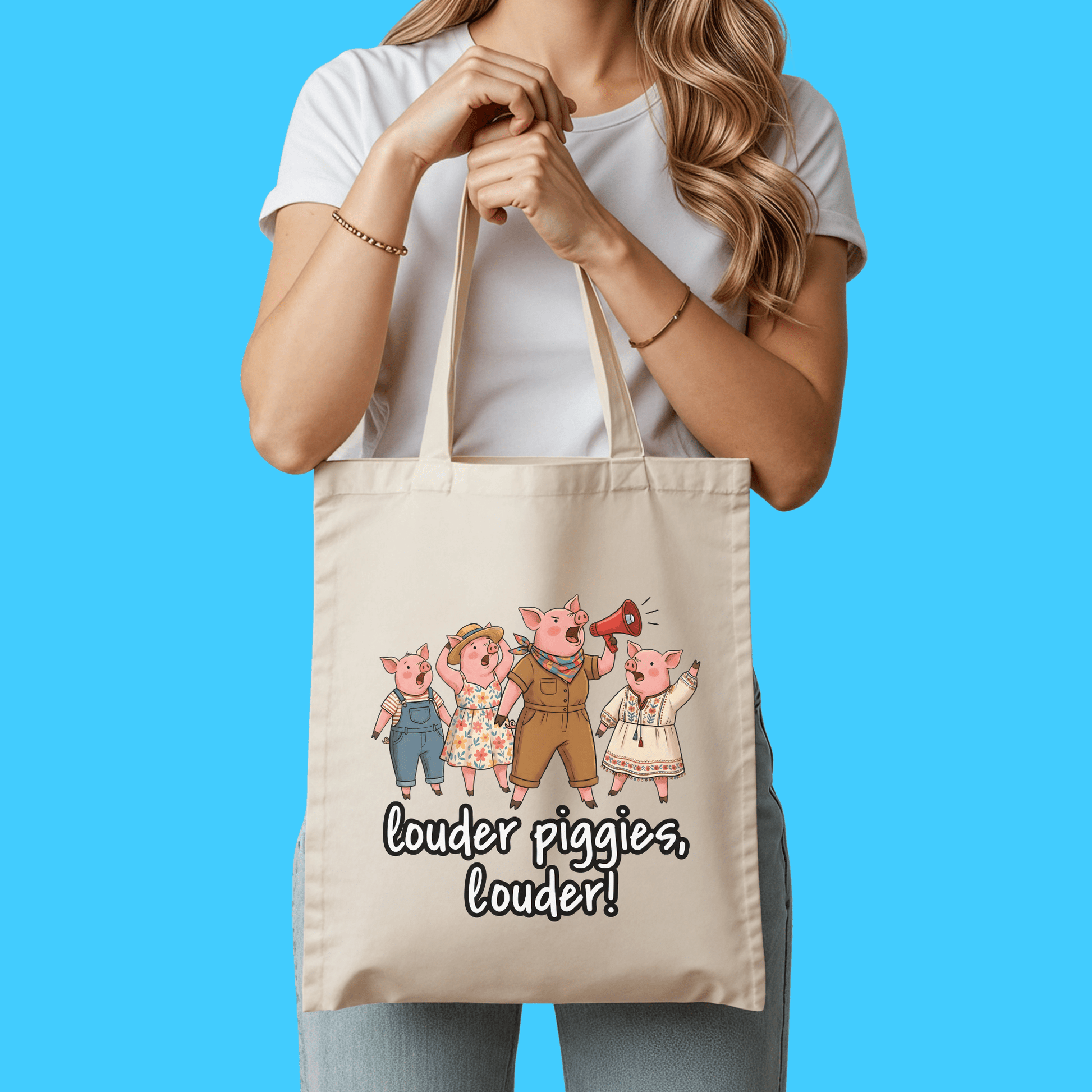 Louder Piggies, Louder! Vintage Canvas Tote - Resist Supply