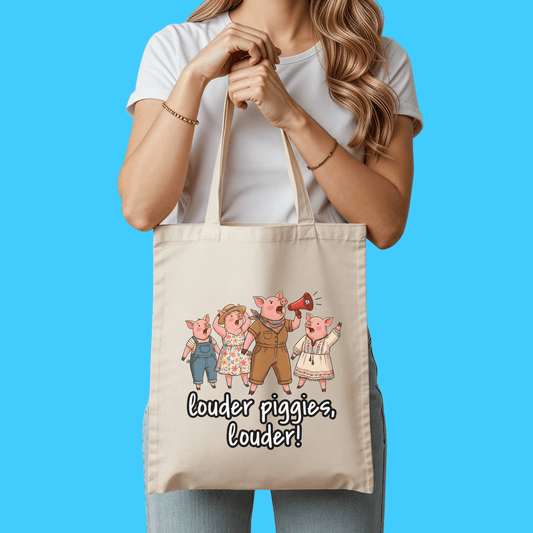 Louder Piggies, Louder! Vintage Canvas Tote - Resist Supply