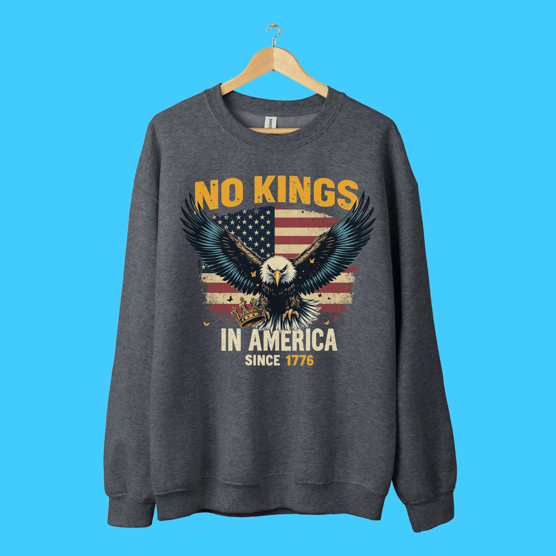 No Kings in America Patriotic Eagle Sweatshirt - Resist Supply