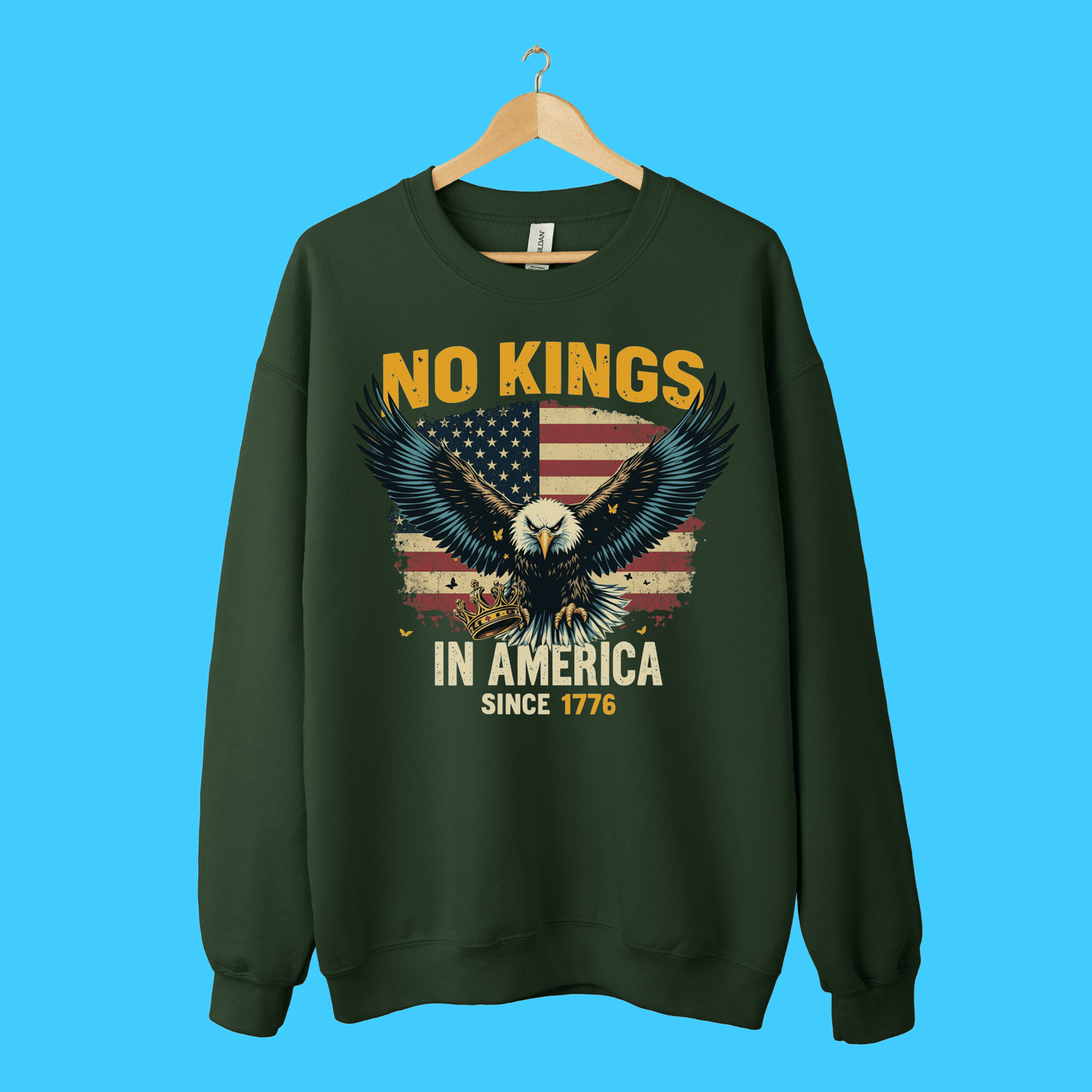 No Kings in America Patriotic Eagle Sweatshirt - Resist Supply