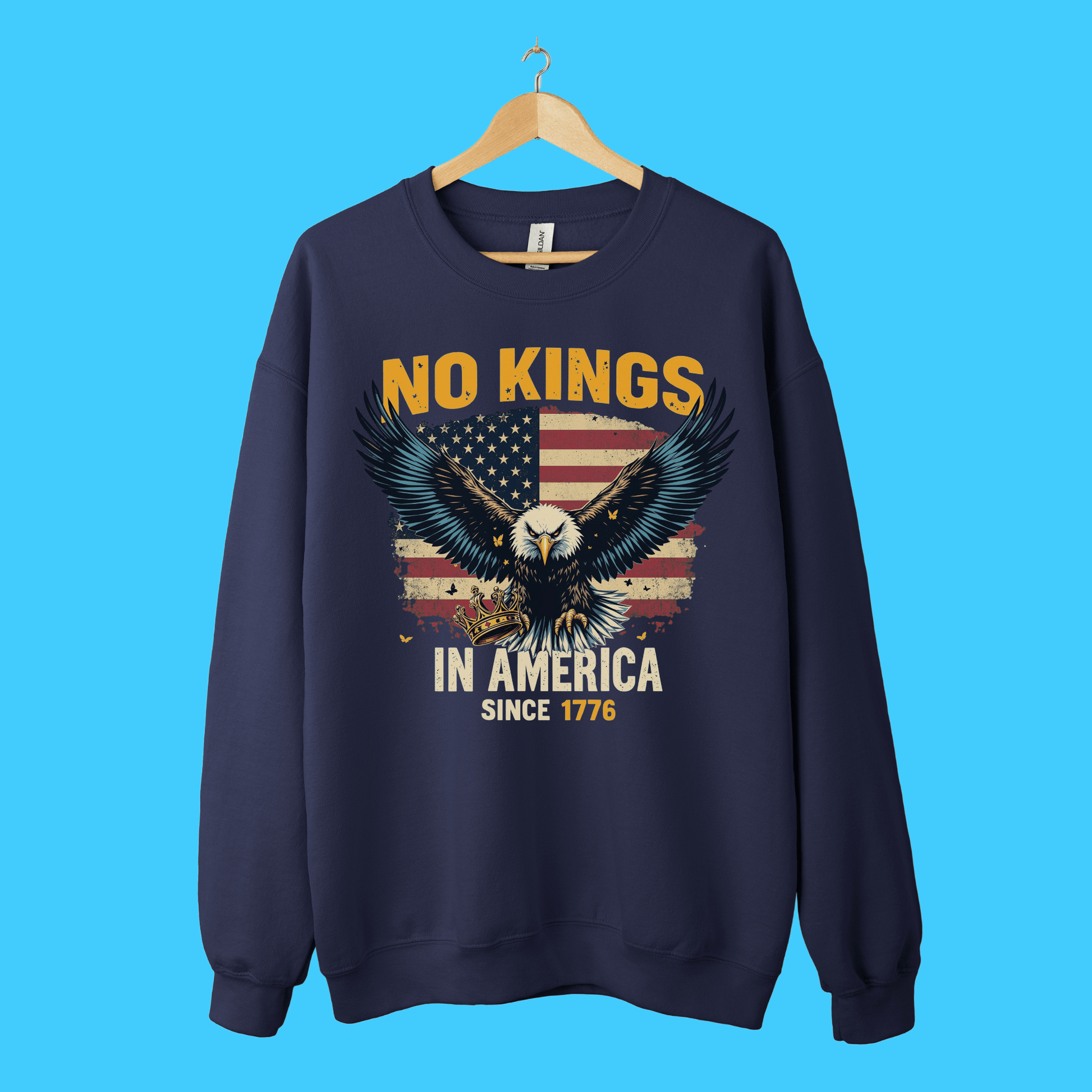 No Kings in America Patriotic Eagle Sweatshirt - Resist Supply