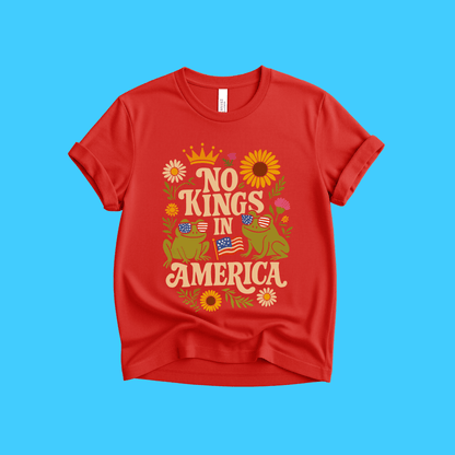 No Kings in America T-Shirt — Patriotic Frog - Resist Supply