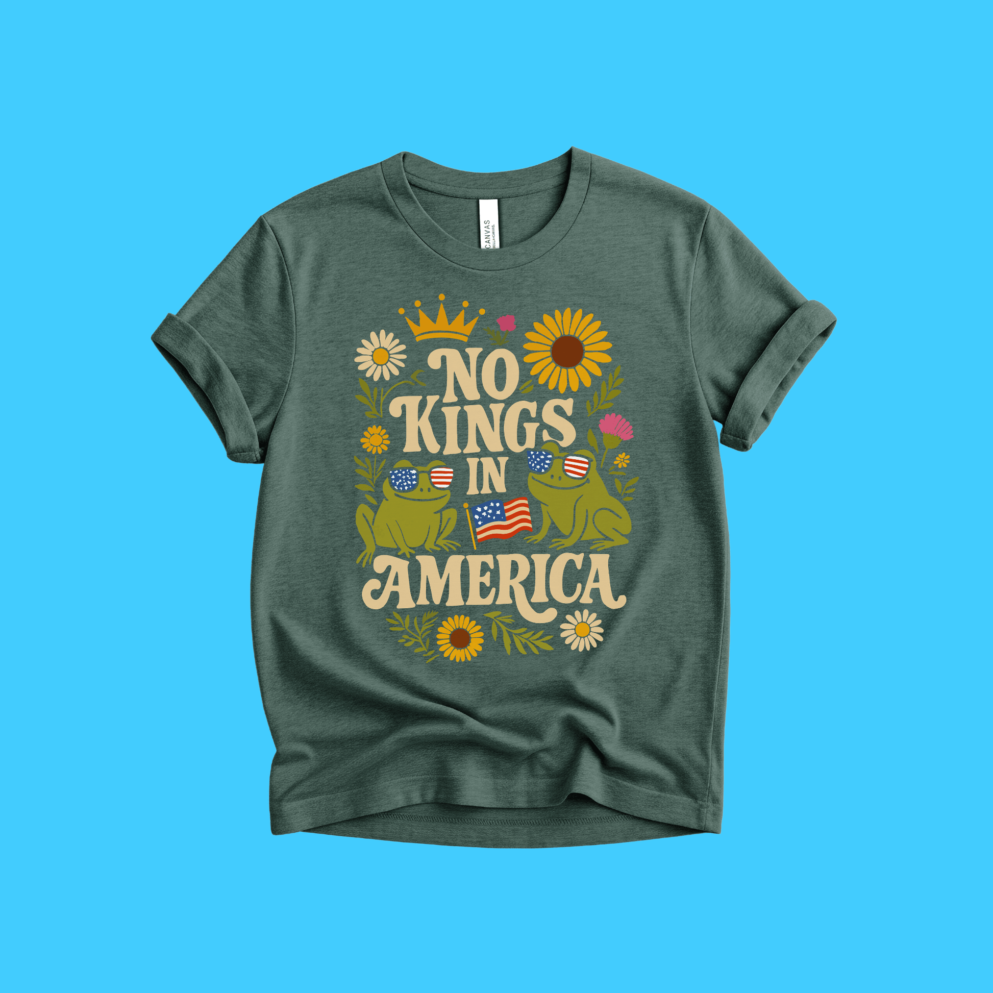 No Kings in America T-Shirt — Patriotic Frog - Resist Supply