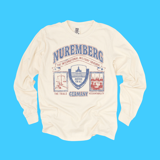 Nuremberg Germany Long Sleeve T-Shirt – Vintage Military Tribunal Graphic - Resist Supply