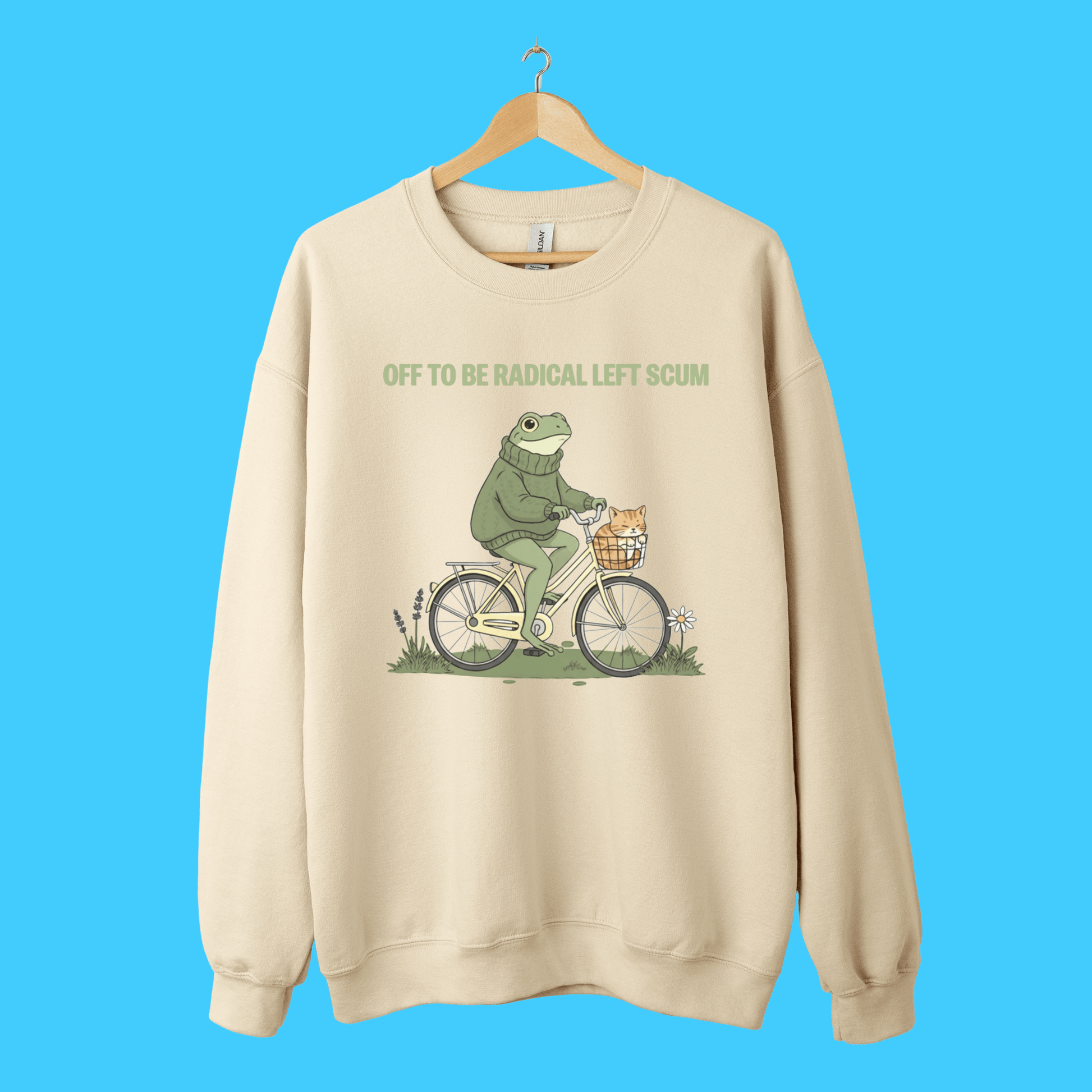 Off to Be Radical Left Scum Frog on Bike Crewneck Sweatshirt - Resist Supply