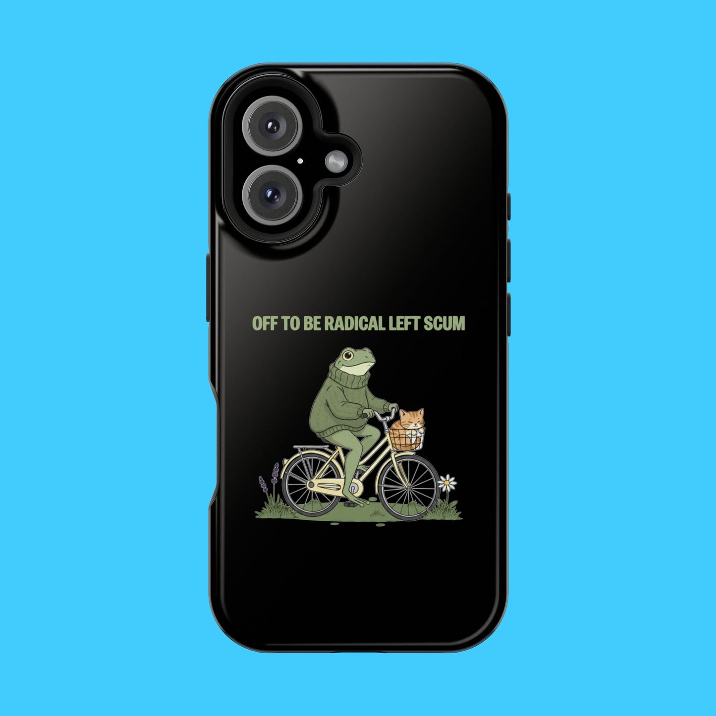 Off To Be Radical Left Scum Frog on Bike Magnetic Impact - Resistant Phone Case - Resist Supply