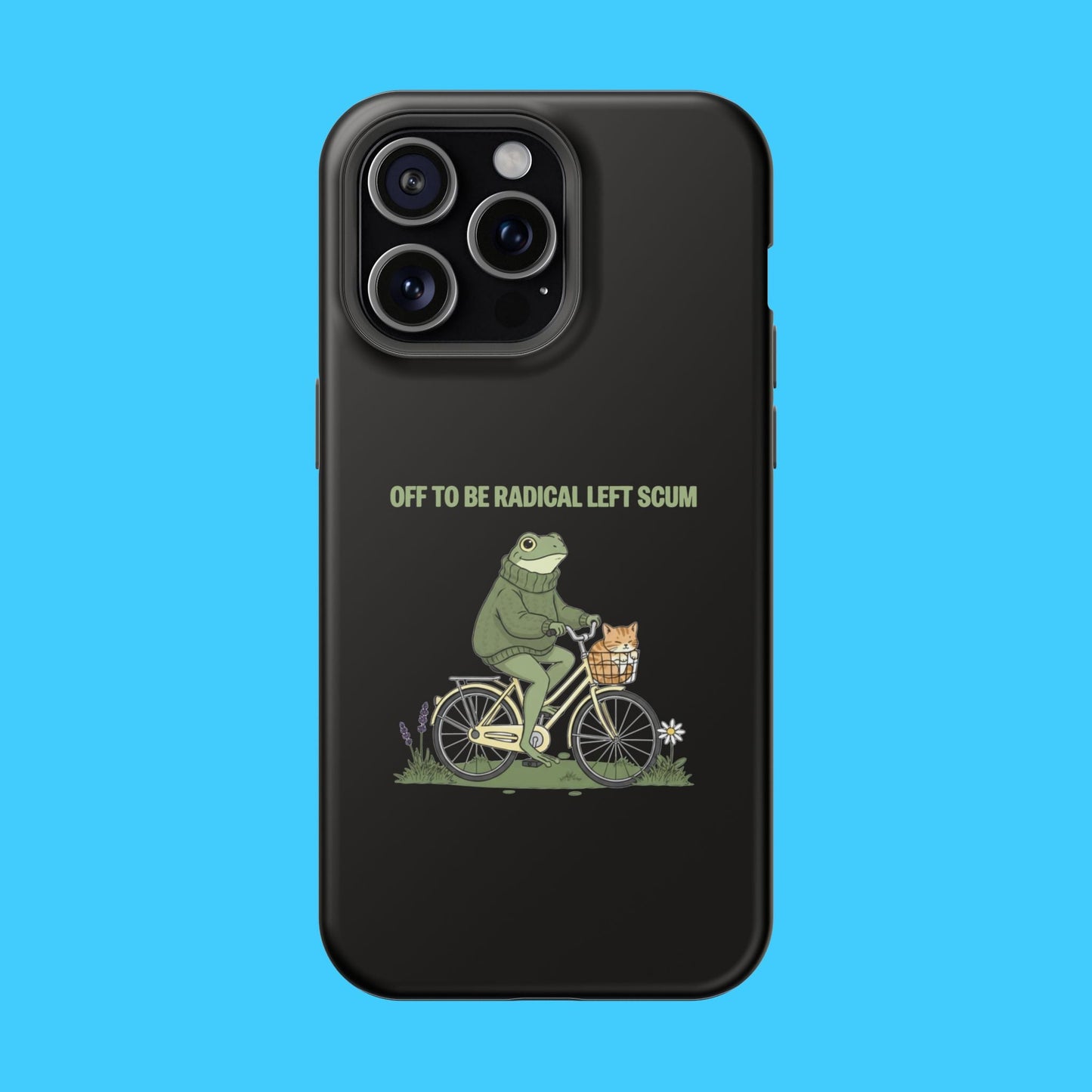Off To Be Radical Left Scum Frog on Bike Magnetic Impact - Resistant Phone Case - Resist Supply