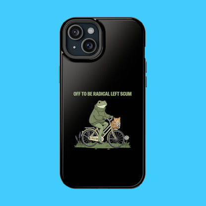 Off To Be Radical Left Scum Frog on Bike Magnetic Impact - Resistant Phone Case - Resist Supply