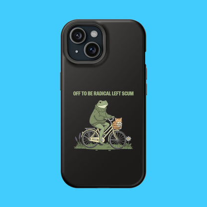 Off To Be Radical Left Scum Frog on Bike Magnetic Impact - Resistant Phone Case - Resist Supply