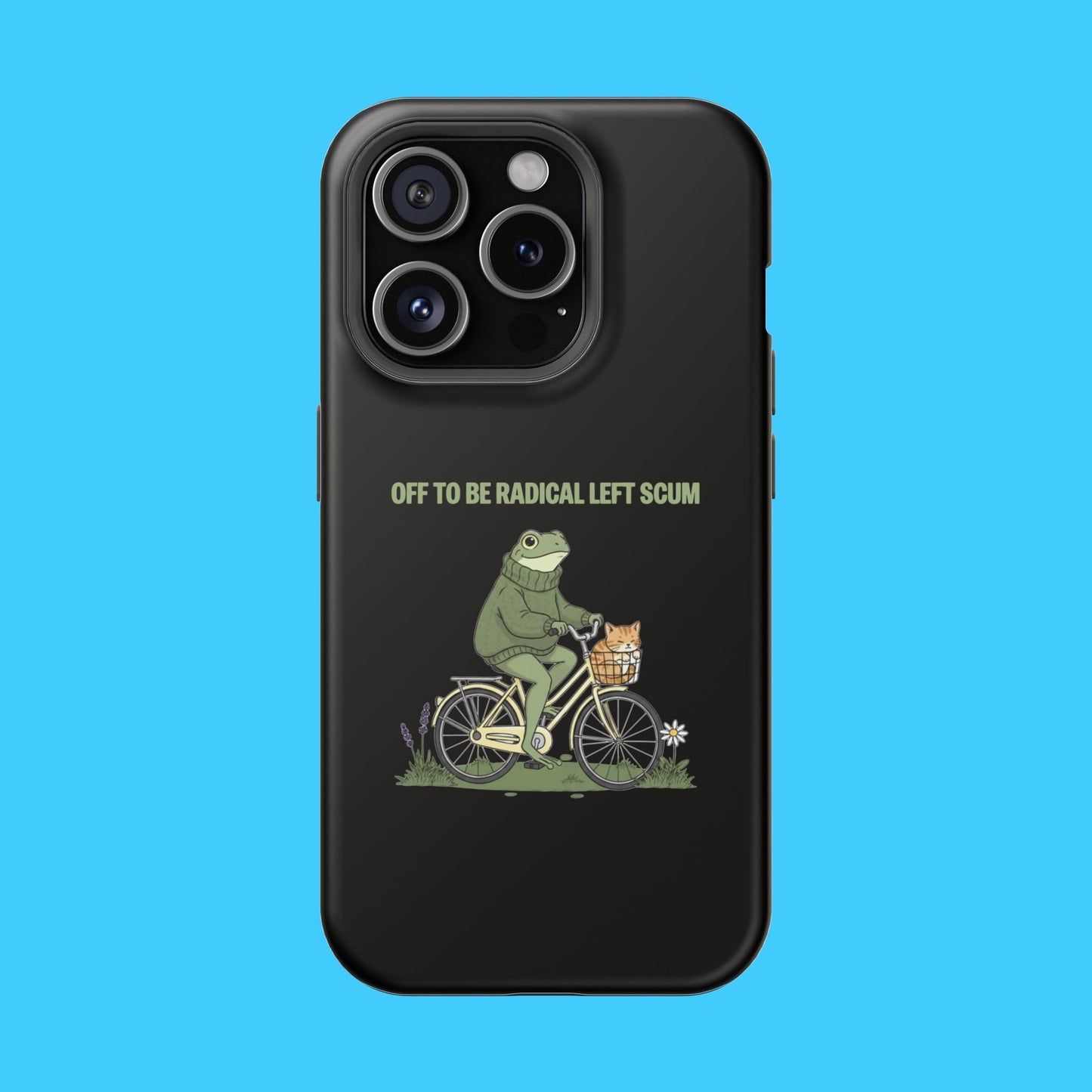 Off To Be Radical Left Scum Frog on Bike Magnetic Impact - Resistant Phone Case - Resist Supply
