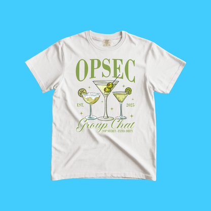 OPSEC Group Chat T‑Shirt — Vintage Cocktail Spy Humor Tee - Resist Supply