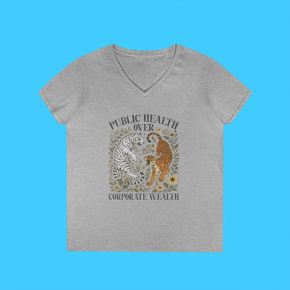 PUBLIC HEALTH OVER CORPORATE WEALTH V - NECK TEE - Resist Supply
