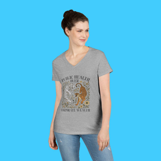 PUBLIC HEALTH OVER CORPORATE WEALTH V - NECK TEE - Resist Supply