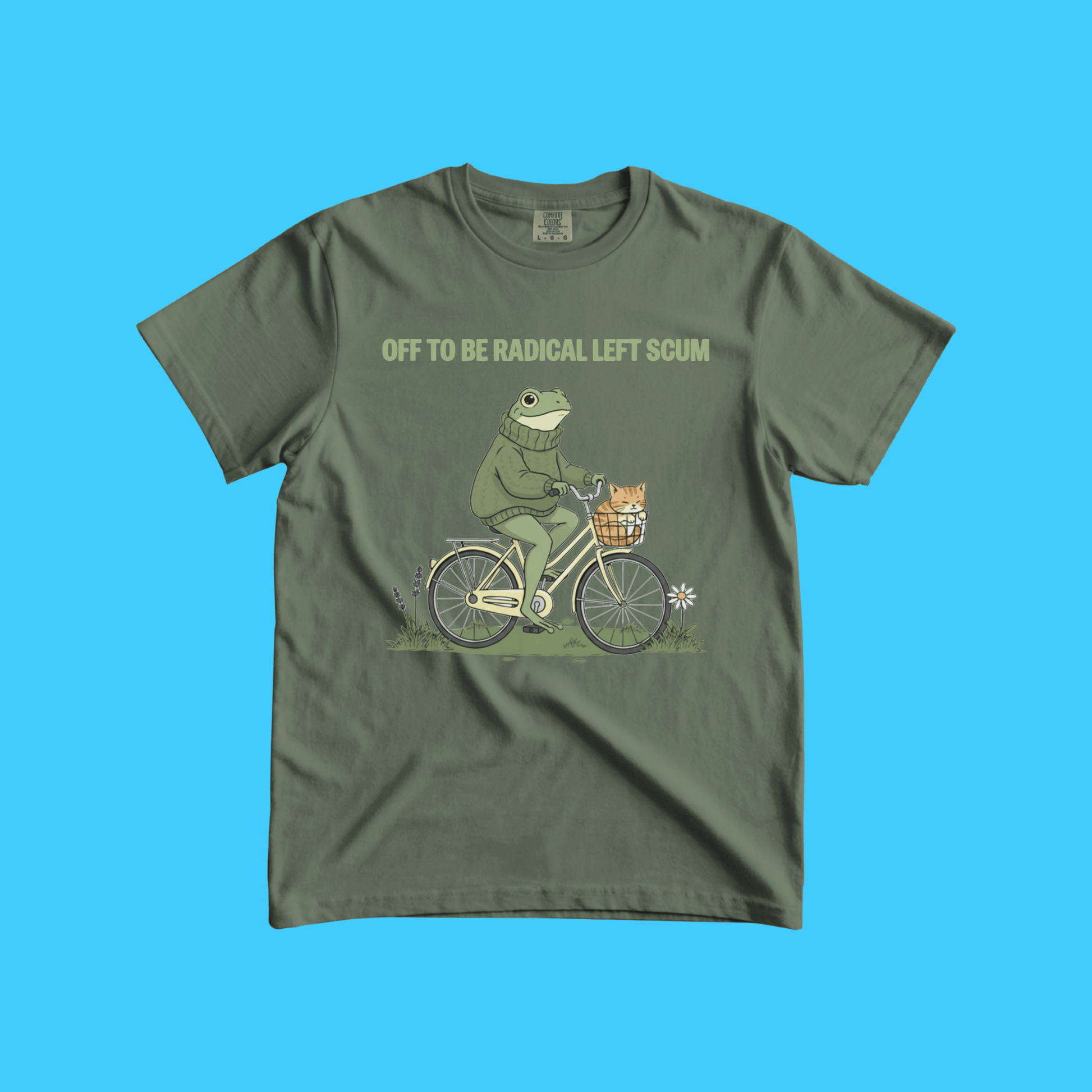 Radical Left Frog Bike T-Shirt — "Off to Be Radical Left Scum" Graphic Tee - Resist Supply