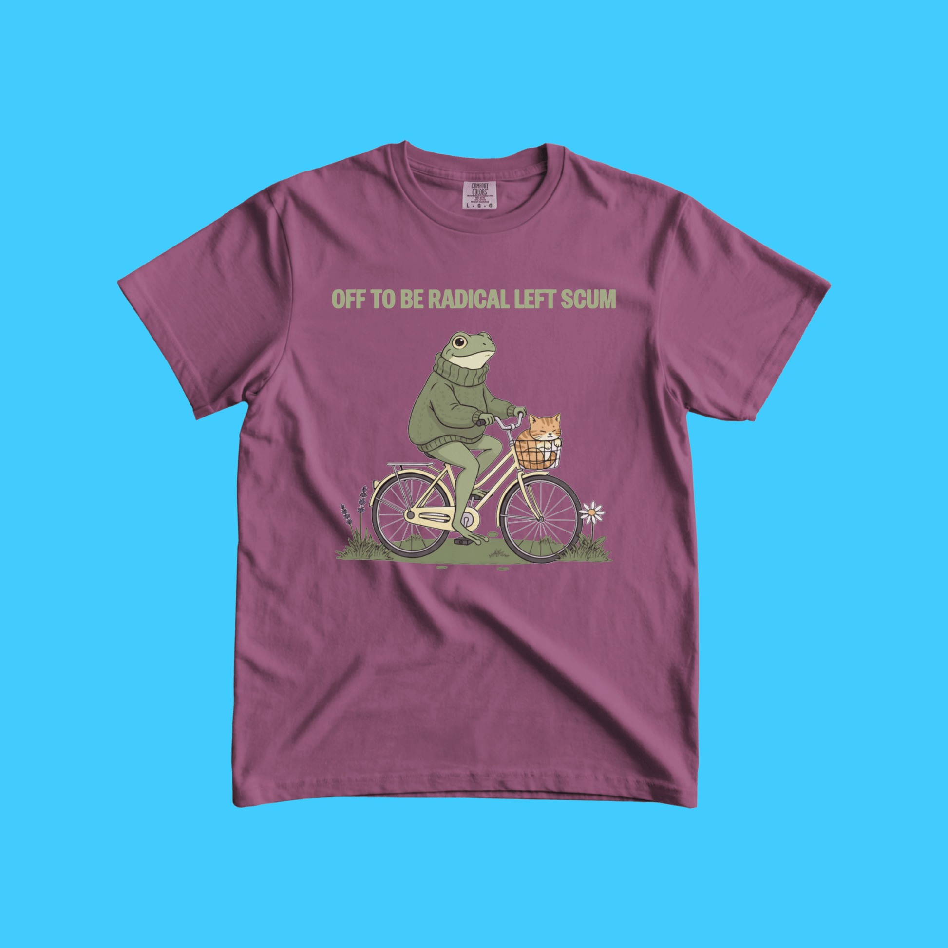 Radical Left Frog Bike T-Shirt — "Off to Be Radical Left Scum" Graphic Tee - Resist Supply