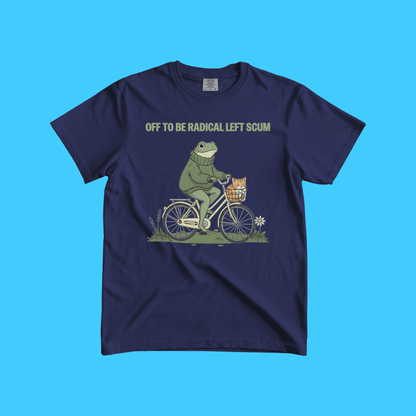 Radical Left Frog Bike T-Shirt — "Off to Be Radical Left Scum" Graphic Tee - Resist Supply