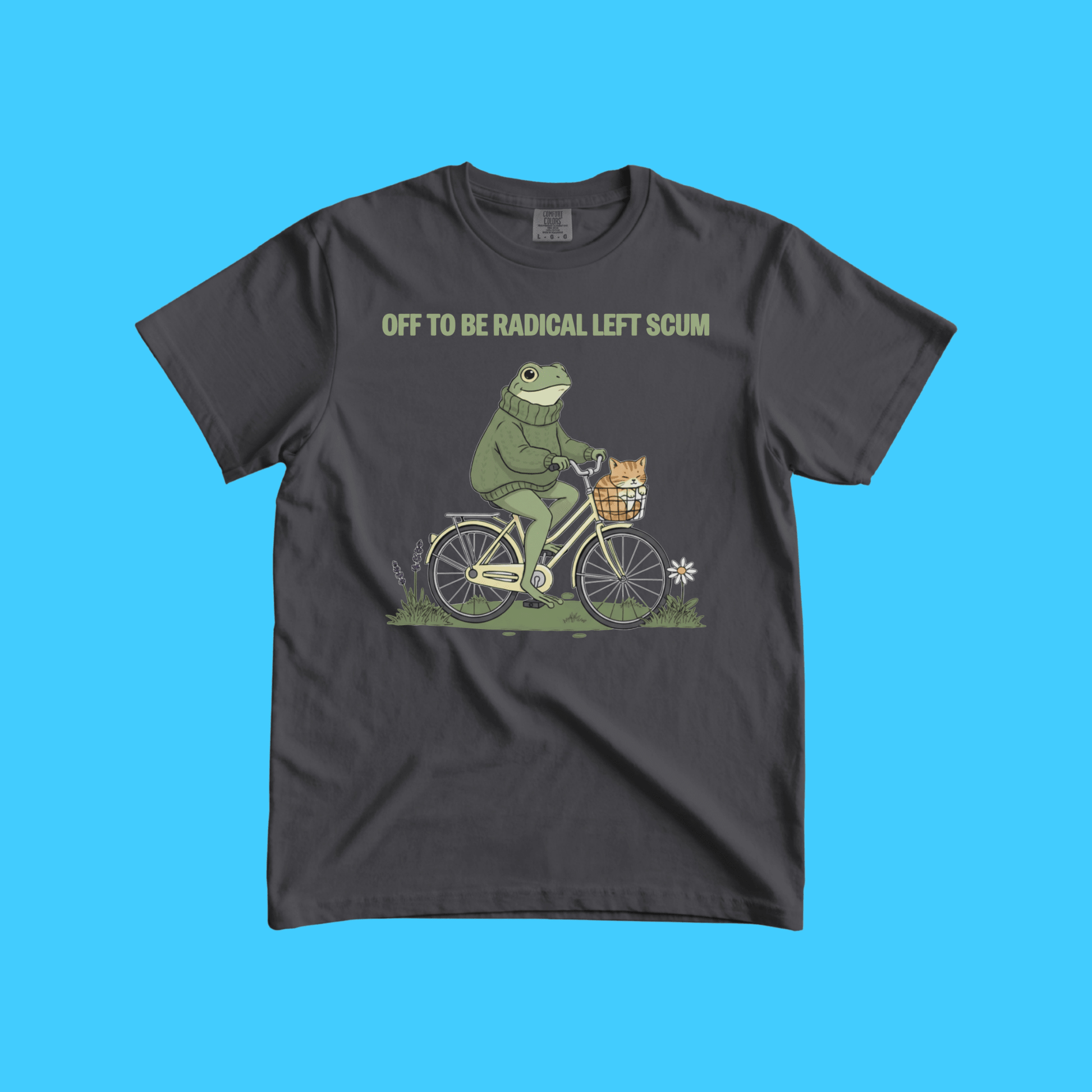 Radical Left Frog Bike T-Shirt — "Off to Be Radical Left Scum" Graphic Tee - Resist Supply