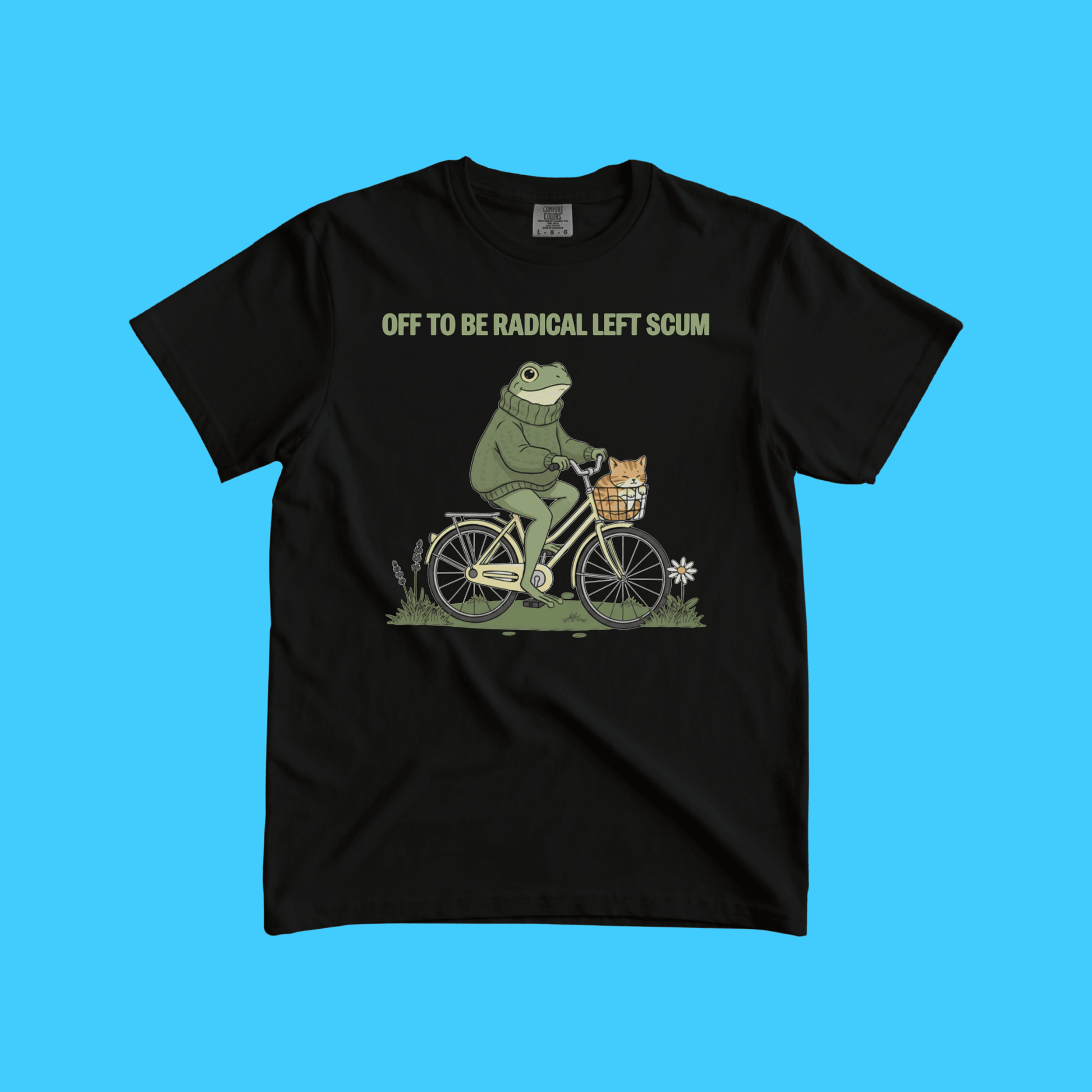 Radical Left Frog Bike T-Shirt — "Off to Be Radical Left Scum" Graphic Tee - Resist Supply