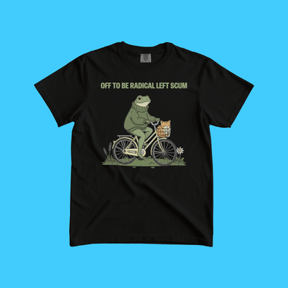 Radical Left Frog Bike T-Shirt — "Off to Be Radical Left Scum" Graphic Tee - Resist Supply