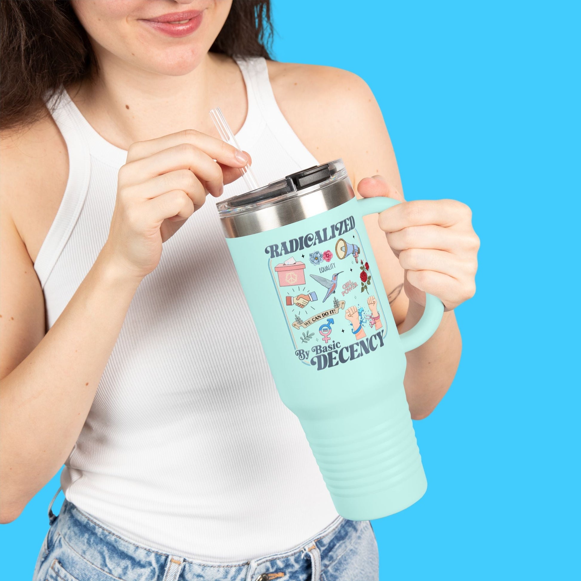 Radicalized by Basic Decency — Insulated 40oz Stainless Tumbler - Resist Supply
